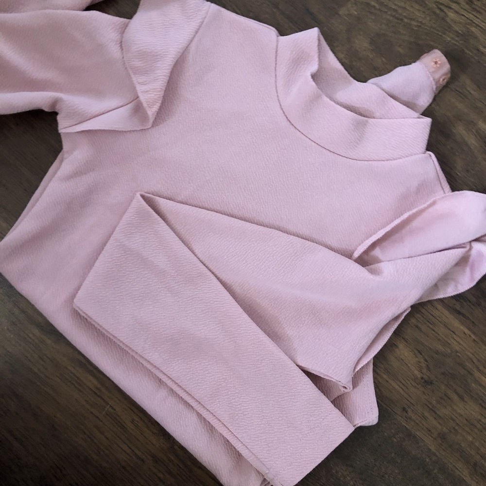 Ruffle long sleeve bodysuit XS pink Sheen NWOT